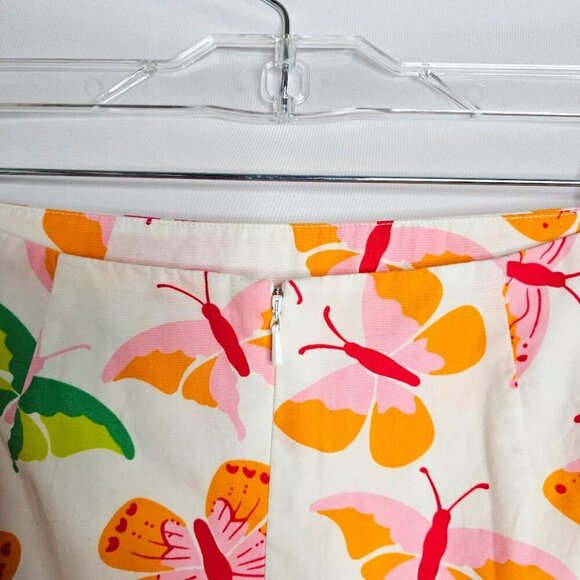 LILLY PULITZER Nikita Skirt BUTTERFLY DERBY PRINT WHITE PINK ORANGE GREEN size 6 - Picture 7 of 7